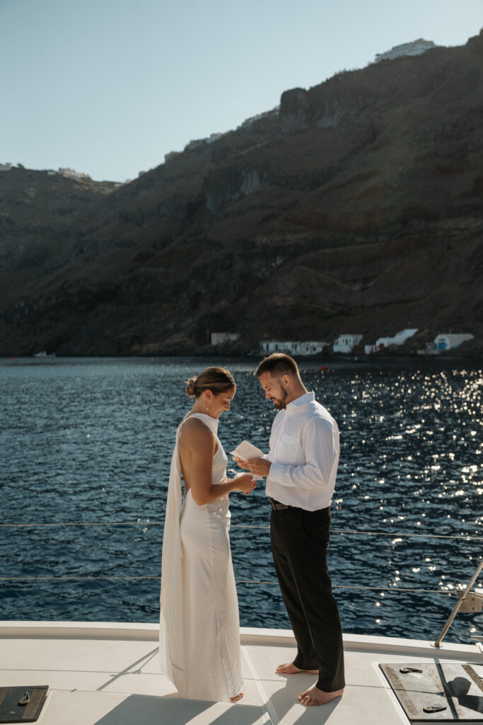 Intimate vow exchange in Thirasia island