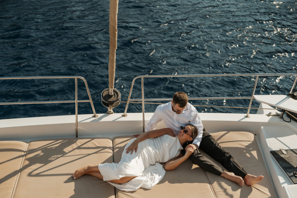 Crete catamaran elopement photos