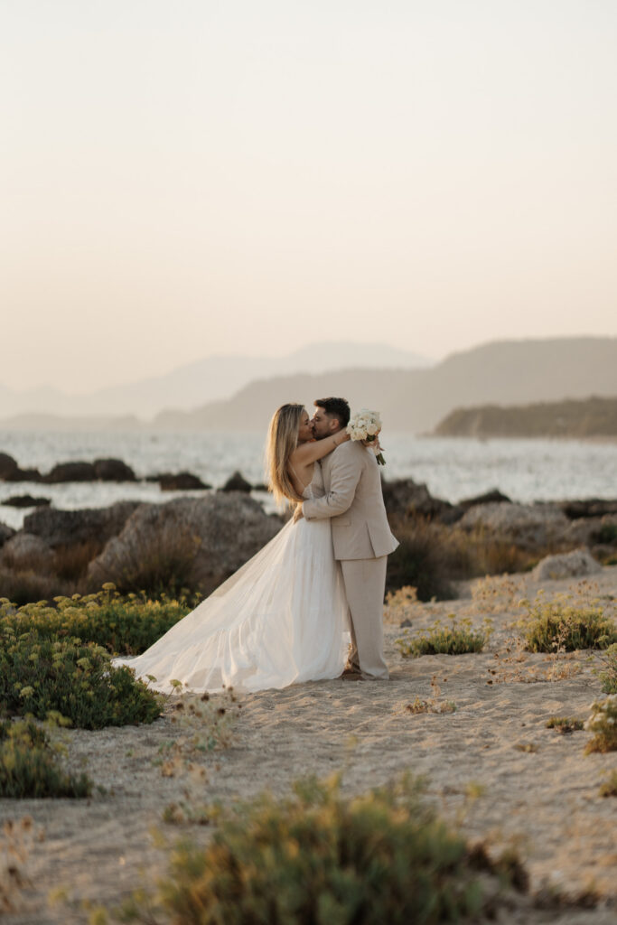 Beach elopement in Preveza Greece with Ionian Sea views