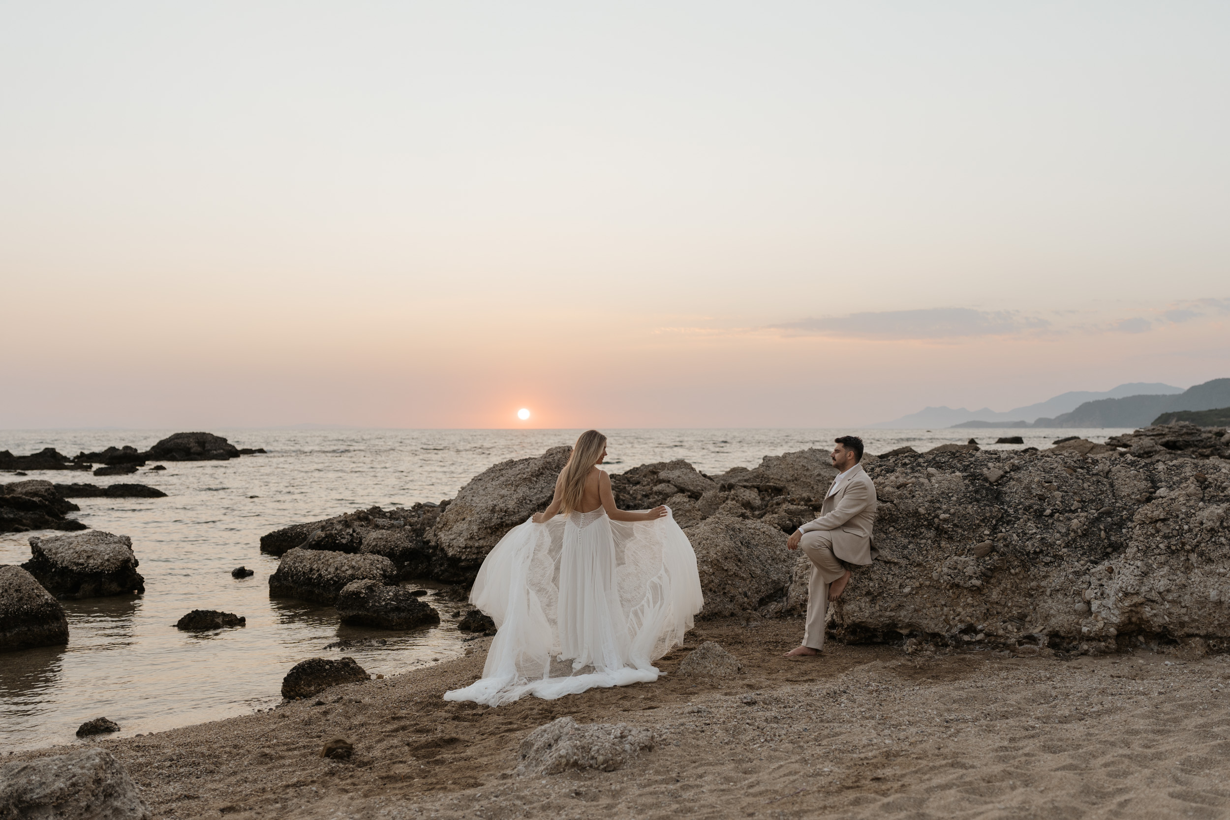 Preveza Greece elopement photographer beach wedding portraits